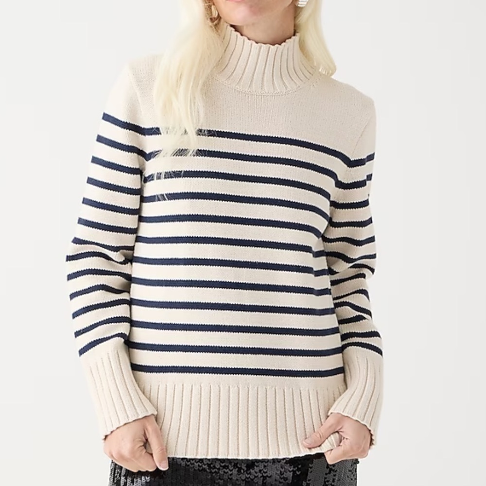 J crew Cotton turtleneck sweater in stripe